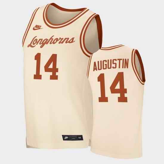 Men Texas Longhorns D.J. Augustin Retro Limited Cream Replica Jersey